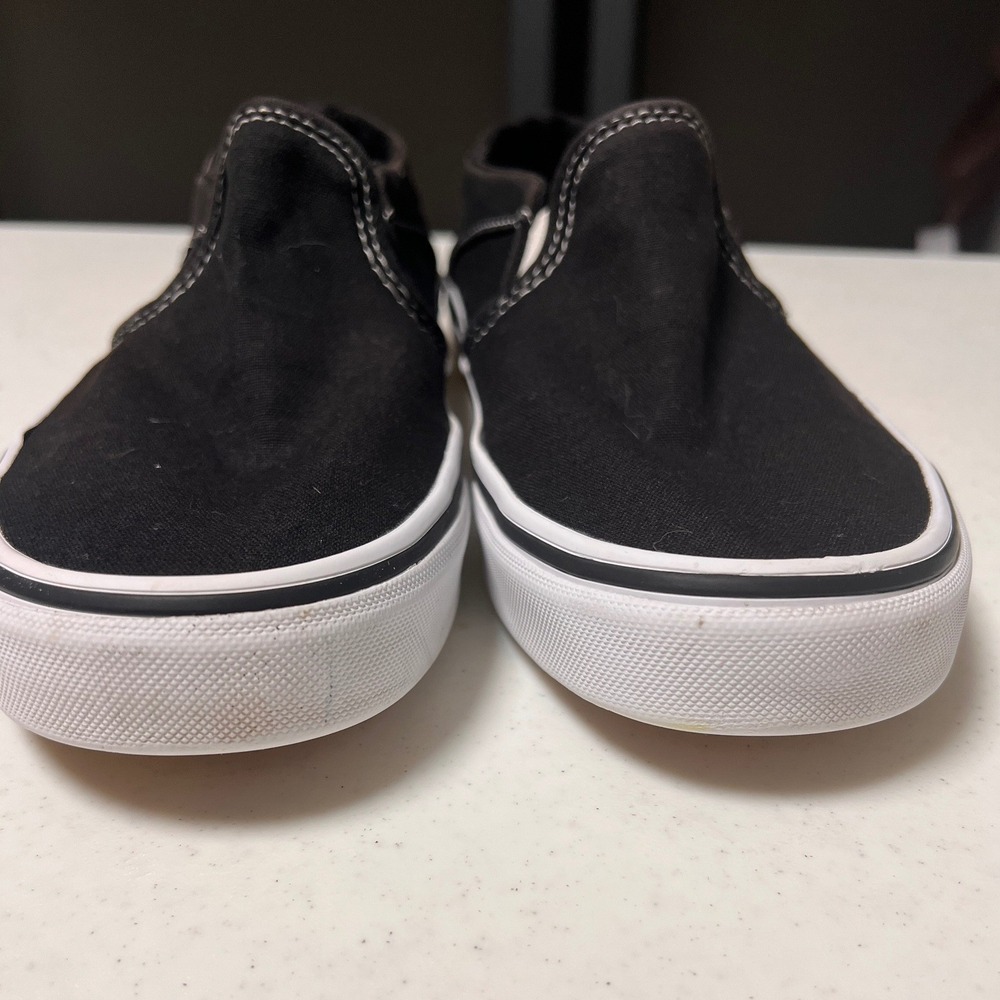 Vans Classic Slip-On Sneaker Women 8.5 Black White Canvas Sneakers Skater - Picture 3 of 11